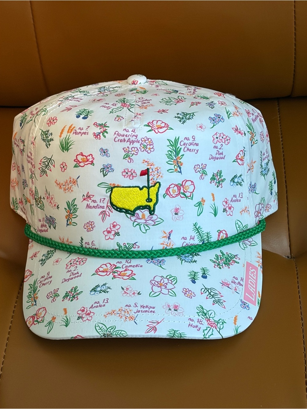 Southern Marsh White Floral Visor with Green Rope Accent